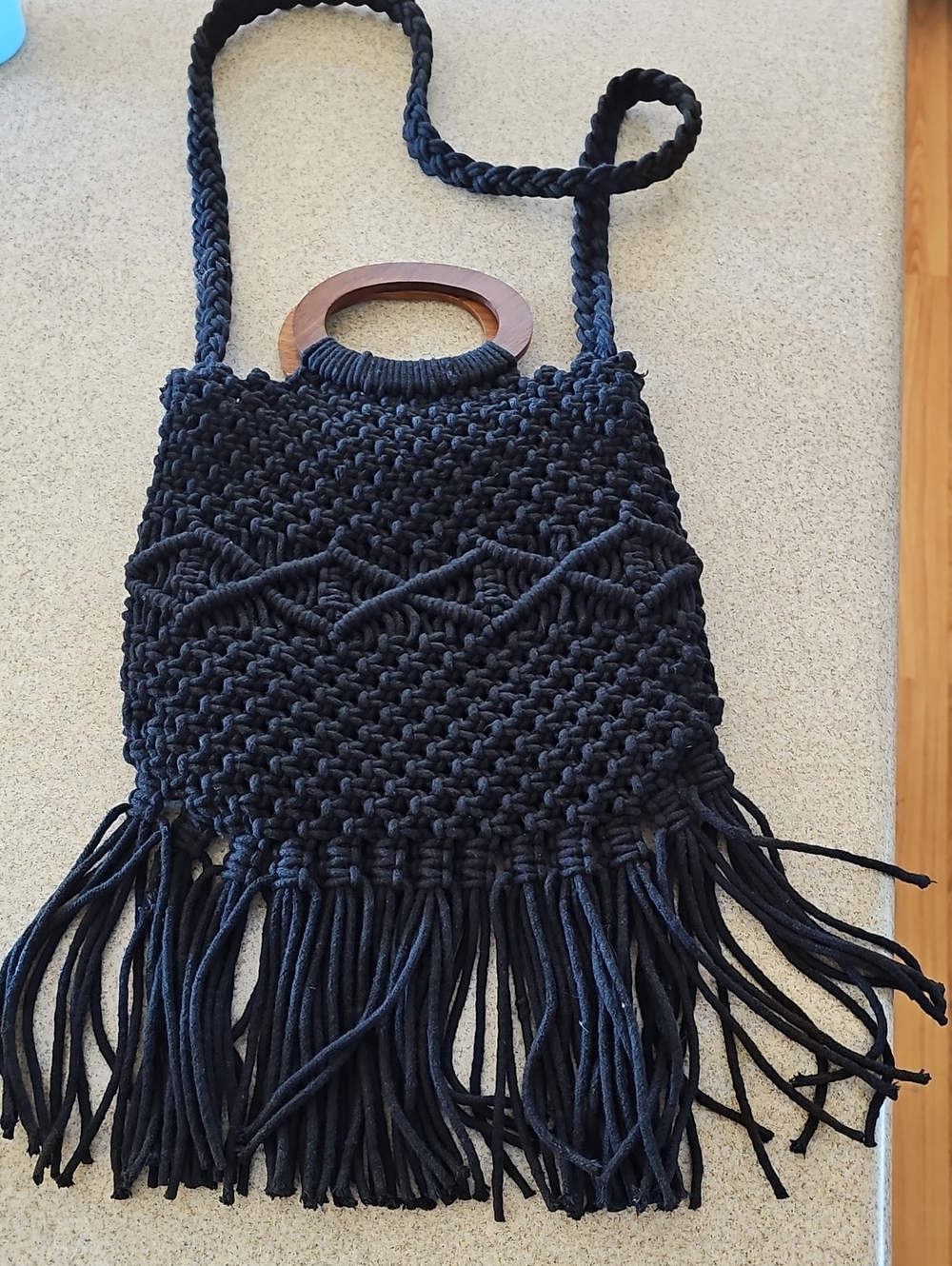 Macrame Danielle Nicole Handbag Black Woven Purse